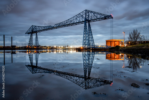 Transporter bridge reflections at night teesside Middlesbrough