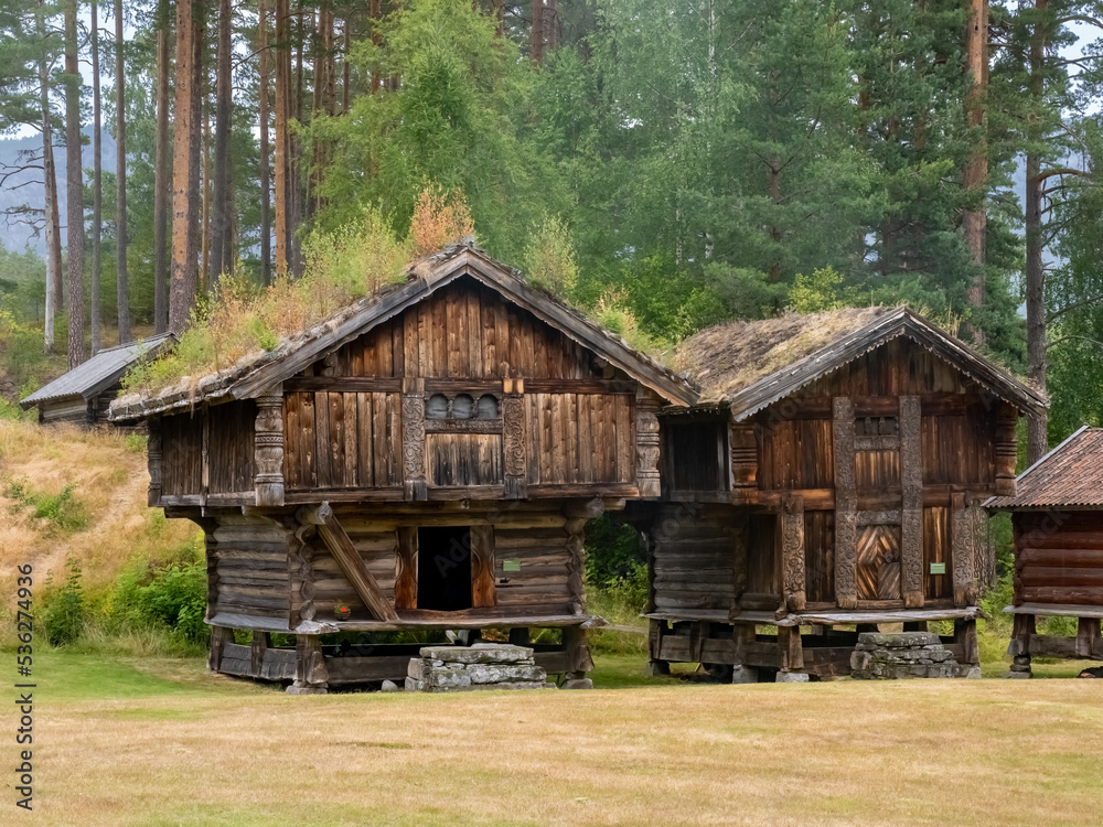 Traditional viking-era houses in the historical village of Eidsborg near Dalen, Tokke, Telemark, Norway. Traditional viking-era houses in the historical village of Eidsborg near Dalen, Tokke, Telemark, Norway.