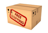 Free shipping. Closed cardboard on transparent background. Retail, logistics, delivery and storage concept. PNG clipart
