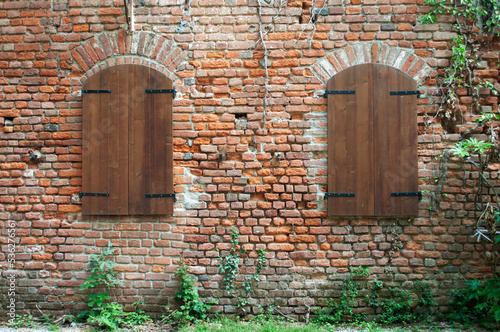 Two Closed Windows of a Medieval House photo