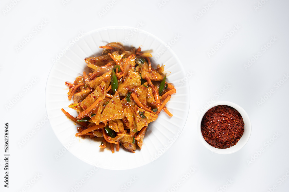 Spicy Eomuk Bokkeum or Stir Fry Korean Fish Cake is very popular Korean side dish or banchan. Spicy Eomuk Bokkeum or Stir Fry Korean Fish Cake is very popular Korean side dish or banchan.