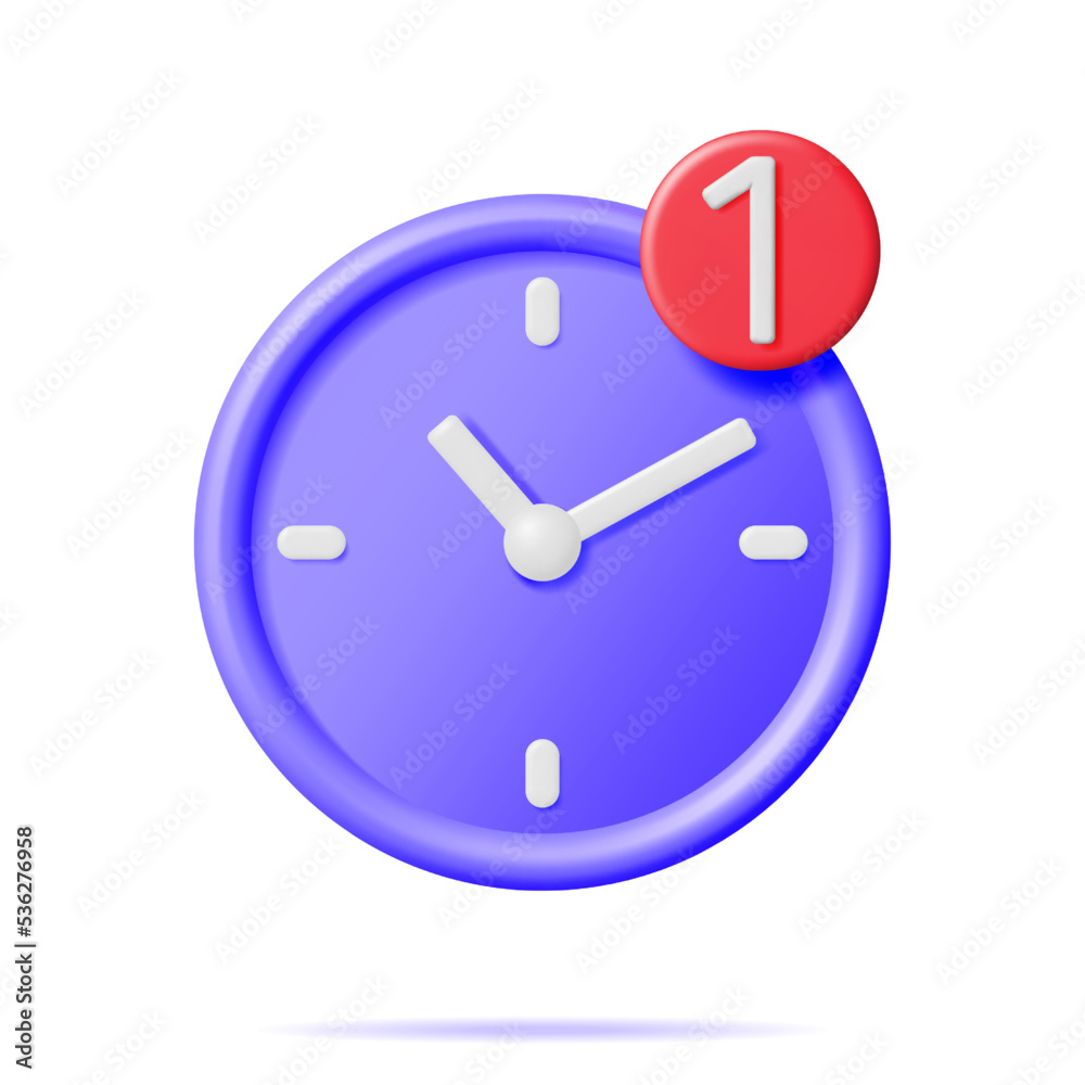 3D Round Wall Clock with Notification Icon Isolated. Render Alarm Clock Icon. Measurement of Time, Deadline, Time-Keeping and Time Management Concept. Watch Symbol. Minimal Vector Illustration 3D Round Wall Clock with Notification Icon Isolated. Render Alarm Clock Icon. Measurement of Time, Deadline, Time-Keeping and Time Management Concept. Watch Symbol. Minimal Vector Illustration