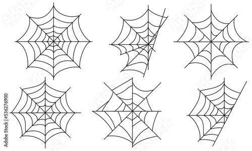 Halloween spider web isolated on white background. Hector venom cobweb set. Vector illustration photo