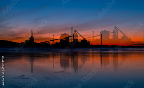 Britsish Steel Redcar Multiple exposure at sunset