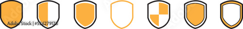 Shield icons collection. Protect shield set. Set of shields. Protection. Different shields.