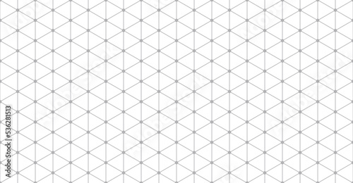 Isometric grid seamless pattern with dots. Triangle graph paper. Hexagonal and triangular geometric shapes. Abstract texture for decorations, banners or books.