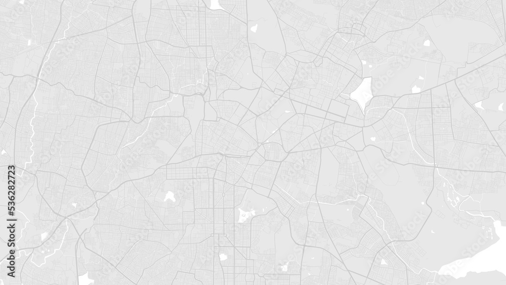 White and light grey Bangalore city area vector background map, Bengaluru roads and water illustration. Widescreen proportion, digital flat design.