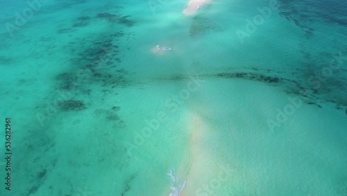 Los Roques Cayo de agua caribbean island without sand road, aerial top view  photo
