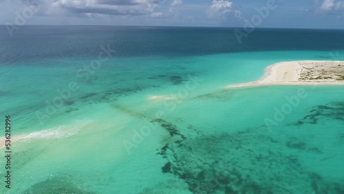 Cayo de Agua Los Roques island, drone shot without typical white sand road photo
