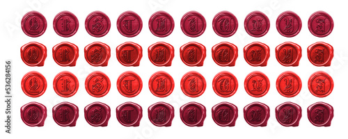 Obraz na plátně Wax Seal Monogram Alphabet Letters Q, R, S, T, U, V, W, X, Y, Z, Set