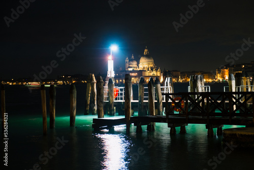 Night city lights of beauiful Venice, Italy