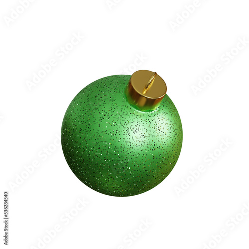 3D green glitter christmas ball