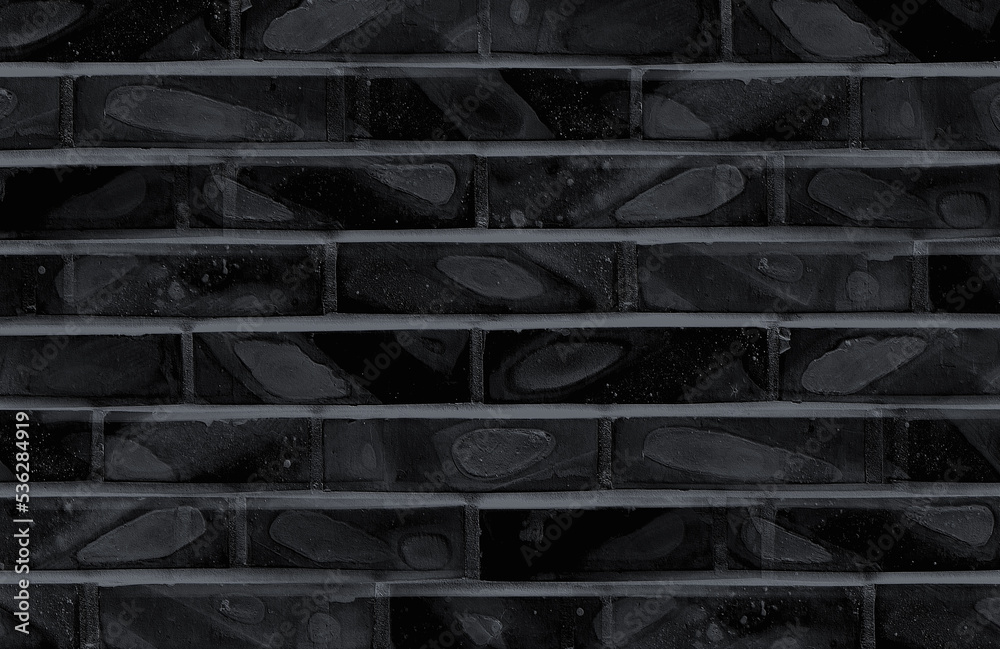 Black brick wall. Abstract grunge background. Best for Halloween design. 
