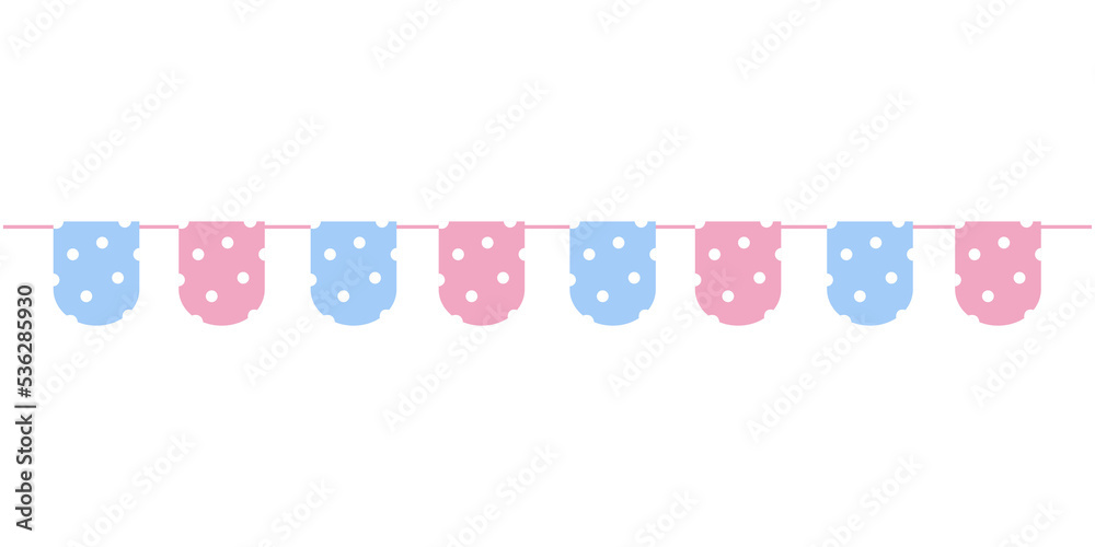 Pastel Pink and Blue Birthday Flag Party Banner with Polka Dot Pattern Pastel Pink and Blue Birthday Flag Party Banner with Polka Dot Pattern