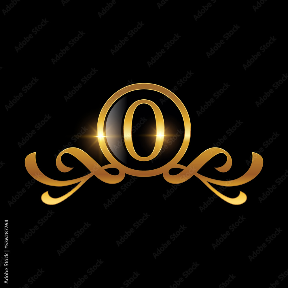 Obraz premium Golden Number Zero Vector Sign