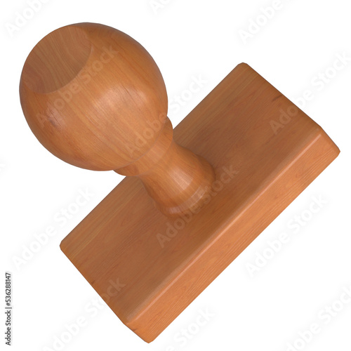 Canvastavla 3d rendering illustration of a wooden rubber stamp