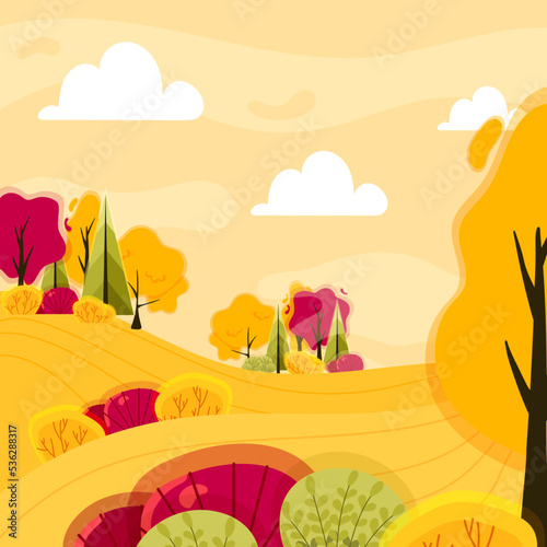 Autumn backgrounds. Colorful banners with autumn fallen leaves and trees
