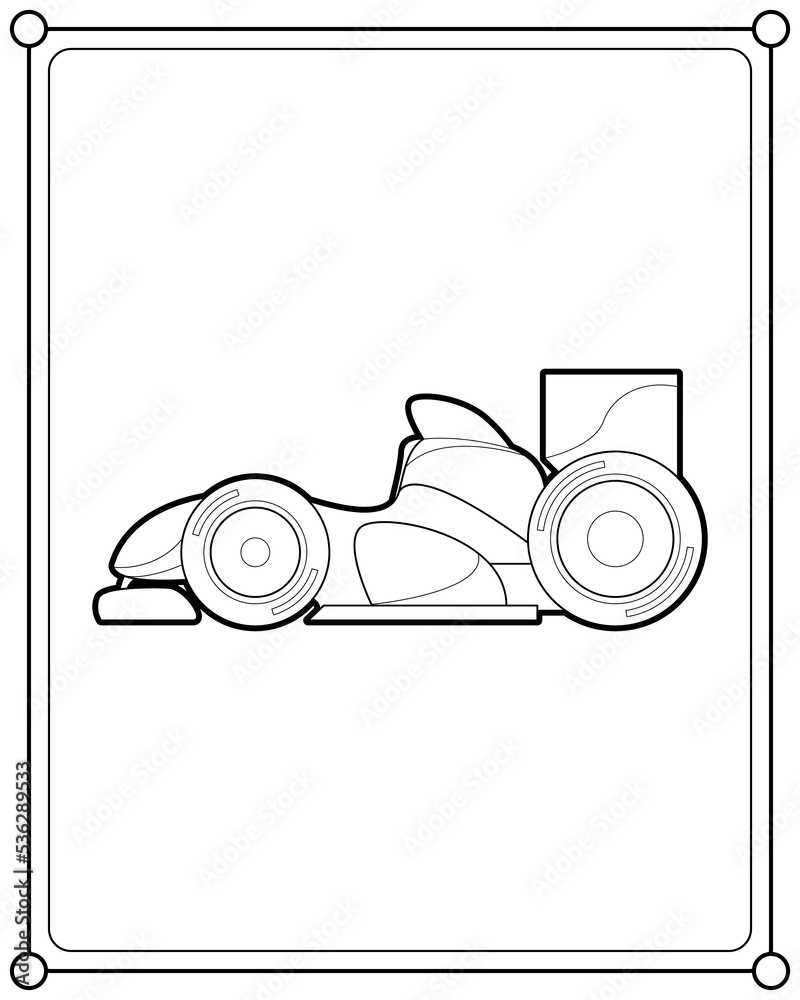 Racing car suitable for children's coloring page vector illustration ...