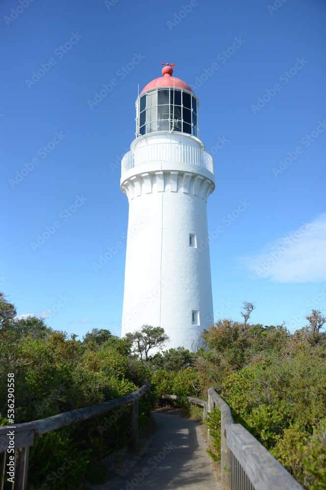 A lighthouse standing on the hill