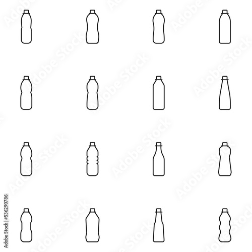 Plastic Bottle Line Icon Set