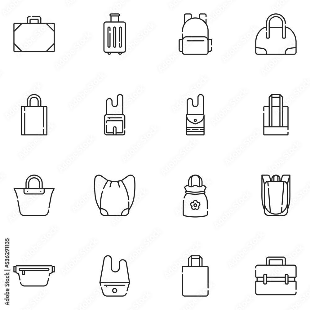Bag Line Icon Set Vector Bag Line Icon Set Vector