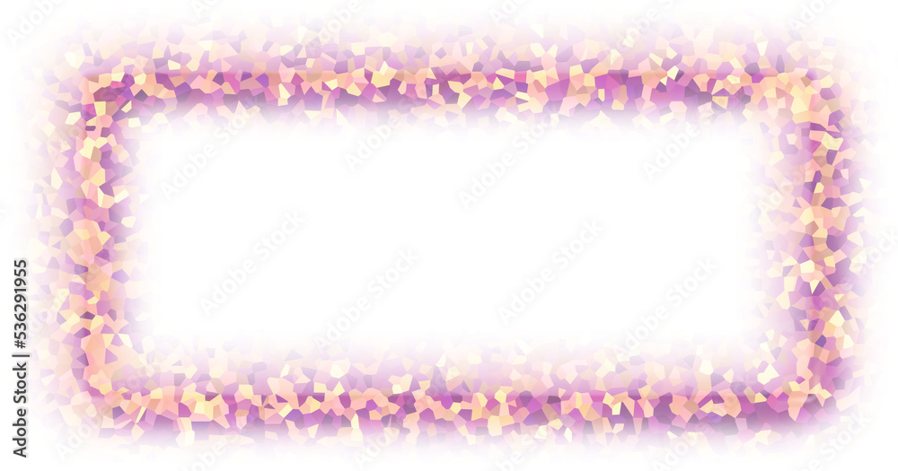 Translucent crystallized violaceous frame of rainbow colors mix on a ...