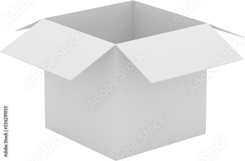 Vászonkép Blank white open box on transparent background