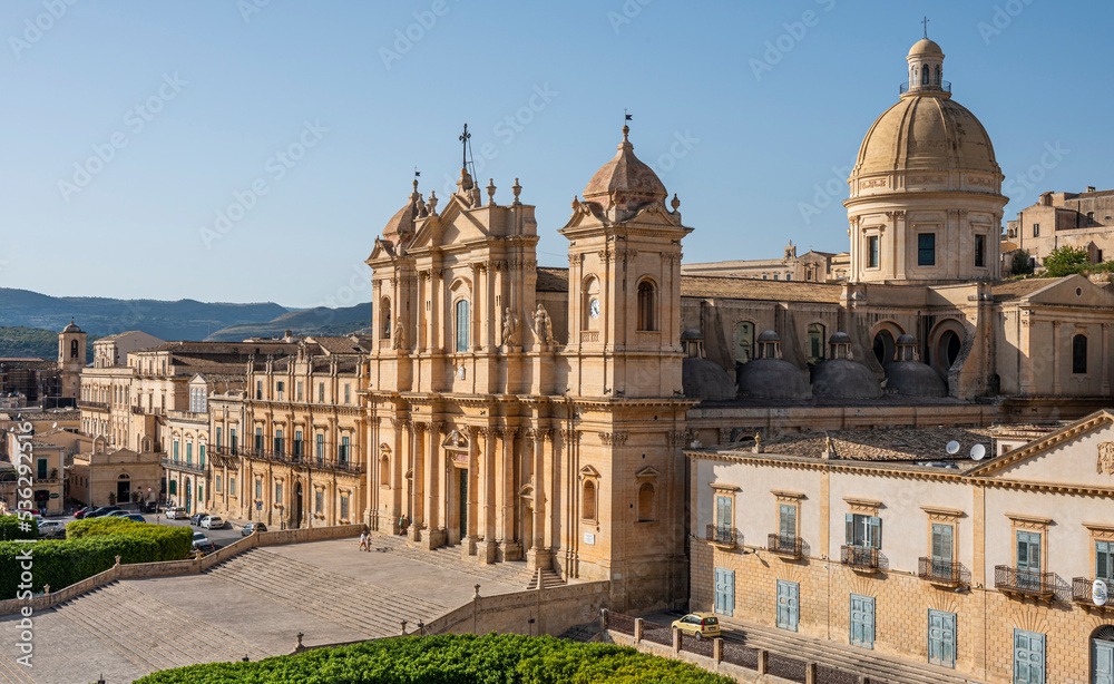 Aerial view of the beautiful Duomo of Noto