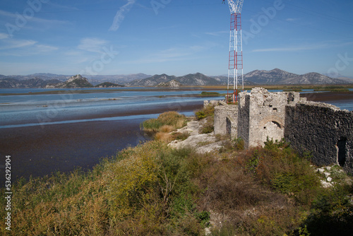 Ruins of an ancient fortress on the shore of Lake Skadar.