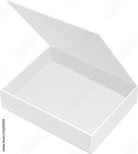 Opened White Cardboard Package Box. Gift Candy. On White Background Isolated. Mock Up Template Ready For Your Design. Product Packing Vector EPS10