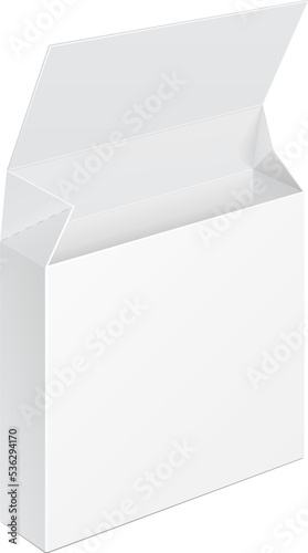 White Opened Product Cardboard Package Box. Illustration Isolated On White Background. Mock Up Template Ready For Your Design. Vector EPS10