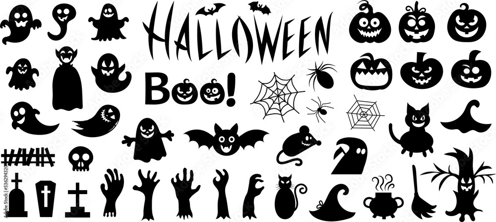 Big set of silhouettes of Halloween Big set of silhouettes of Halloween