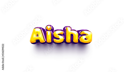 Aisha names of girls English helium balloon shiny celebration sticker 3d inflated photo