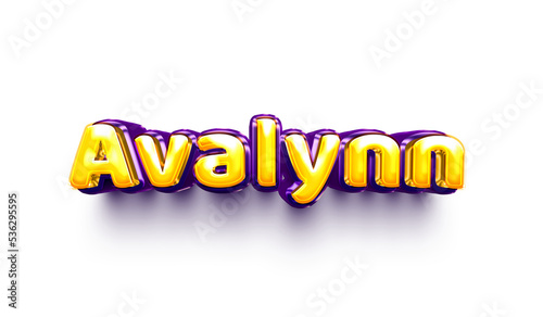 Avalynn names of girls English helium balloon shiny celebration sticker 3d inflated