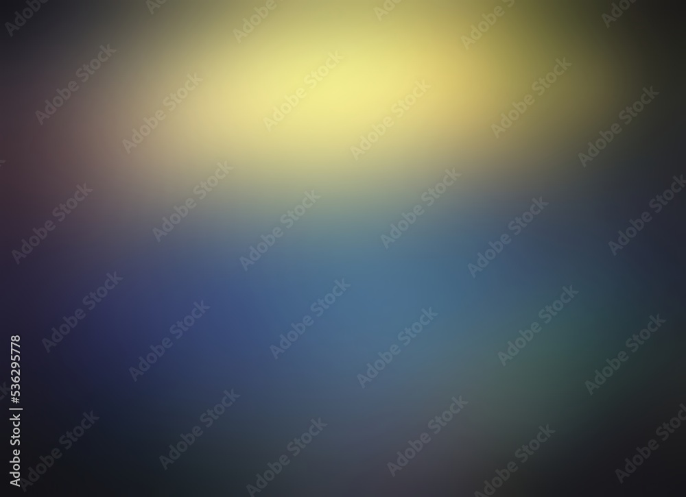 Blue violet yellow holographic empty background with low shine on top and dark shadow vignette.