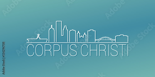 Corpus Christi, TX, USA Skyline Linear Design. Flat City Illustration Minimal Clip Art. Background Gradient Travel Vector Icon. photo