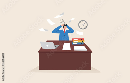 Stress, burnout syndrome. Full scale of burnout. work boredom or morality, want to quit.  Businessman worried about work