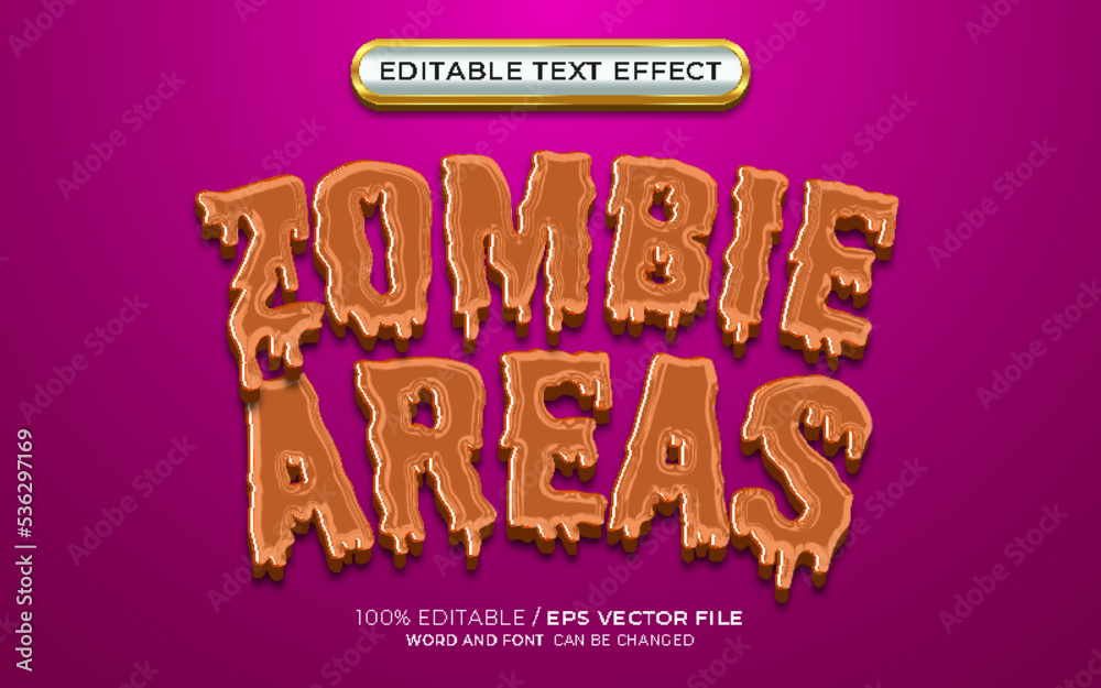 Zombie Area 3D Editable Text Effect Halloween Themed