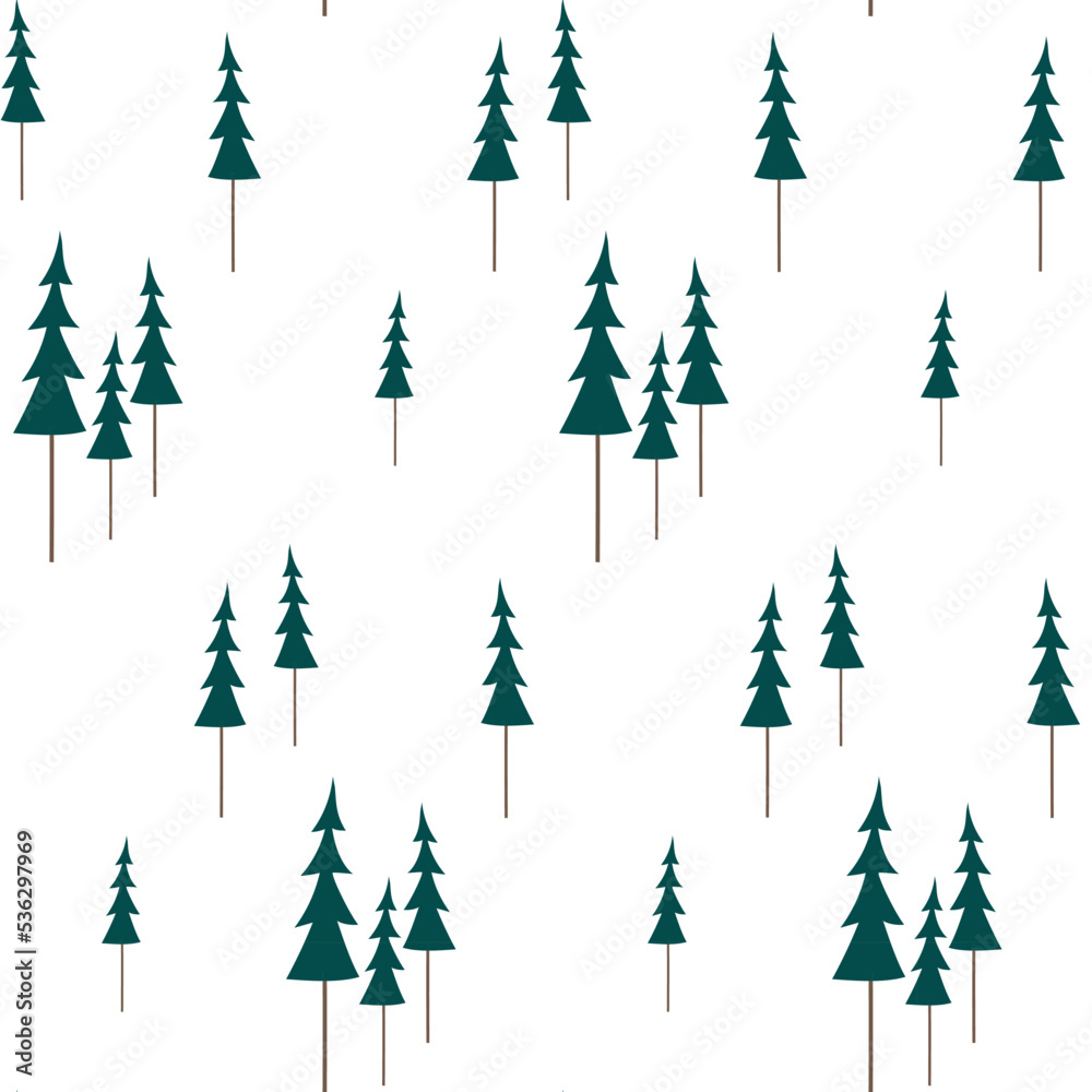 Obraz premium Seamless pattern with christmas trees. Fir forest wrapping paper. New year background