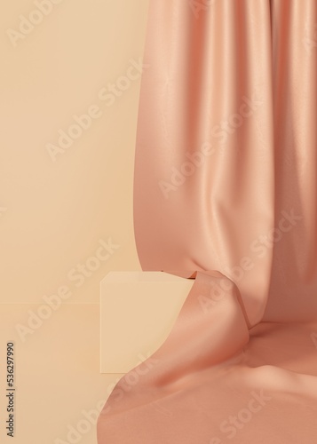 Product display scene, object placement background and fabric décor, 3d rendering