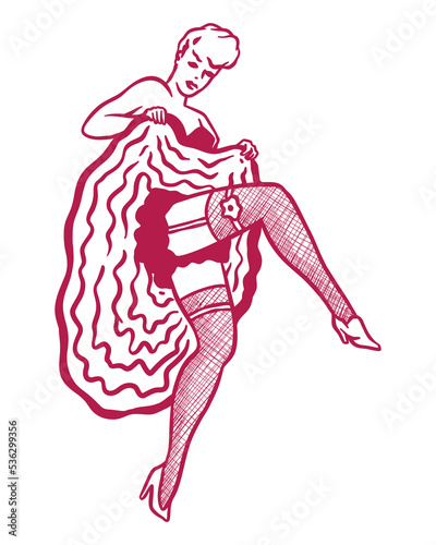 Vintage Cancan dancer girl - vector