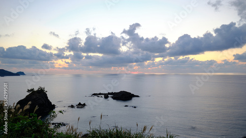 beautiful sunset seascape in Kashiwazaki, Oct 1st 2022 photo