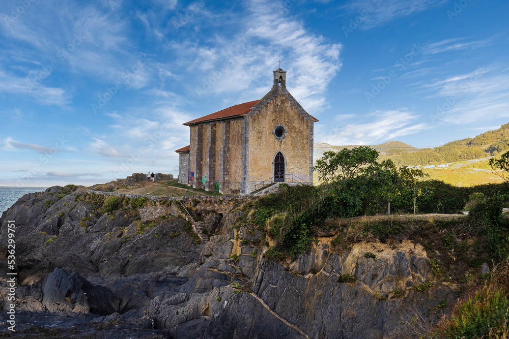 Hermitage of Saint Catherine, Mundaka - Biscay, Spain. Church by the sea on the basque village of Mundaka, place of one stage of the world surf tour championships