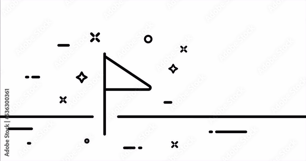 Video Stock Flag. white flag waving, checkbox, pennant, bannerette