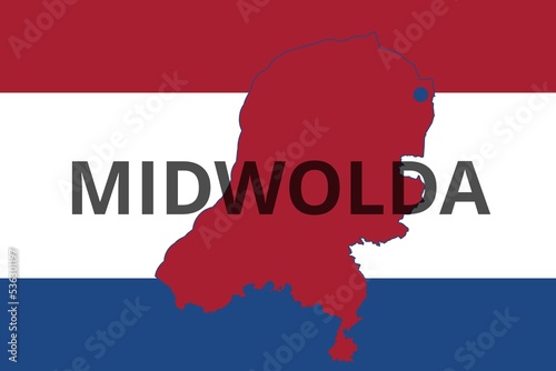 Midwolda: Illustration mit dem Namen der niederländischen Stadt Midwolda in der Provinz Groningen photo