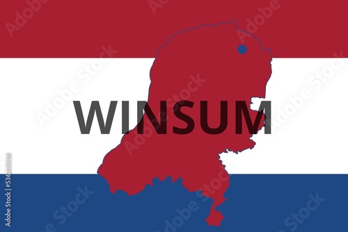 Winsum: Illustration mit dem Namen der niederländischen Stadt Winsum in der Provinz Groningen photo