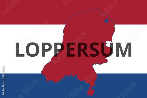 Loppersum: Illustration mit dem Namen der niederländischen Stadt Loppersum in der Provinz Groningen photo