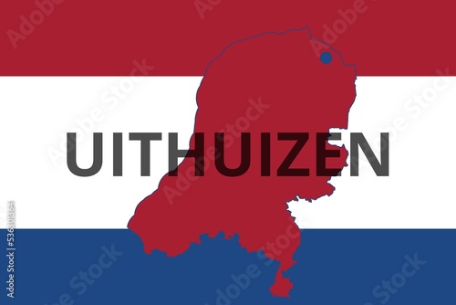 Uithuizen: Illustration mit dem Namen der niederländischen Stadt Uithuizen in der Provinz Groningen photo
