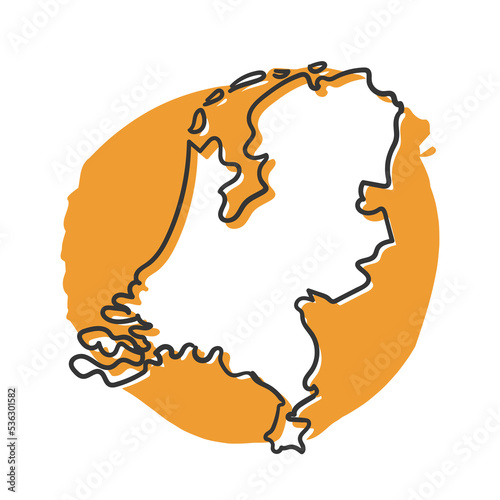 Netherlands Map Traditional Doodle. Icons Sketch Hand Made. Design Vector Line Art.