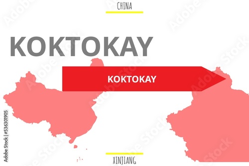 Koktokay: Illustration mit dem Namen der chinesischen Stadt Koktokay in der Provinz Xinjiang photo